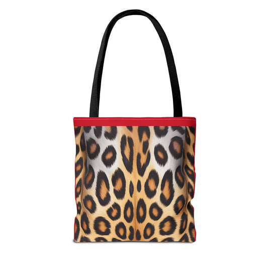 Leopard Portrait Red Tote Bag - Chic Shoulder Purse, Stylish Carryall, Gift for Her, Accessories Tote Bag