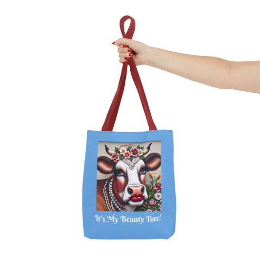 Captivating Cow Sky Blue Tote Bag - Cute Farm Animal Carryall, Funny Barnyard Purse, Chic Cow Handbag, Animal Print