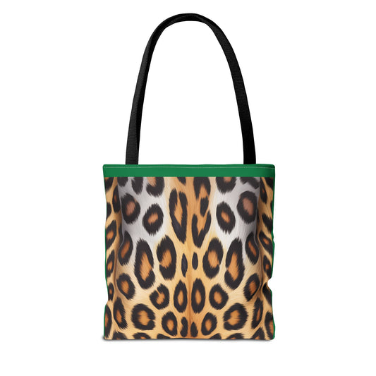 Leopard Portrait Green Tote Bag - Chic Shoulder Purse, Stylish Carryall, Gift for Her, Accessories Tote Bag