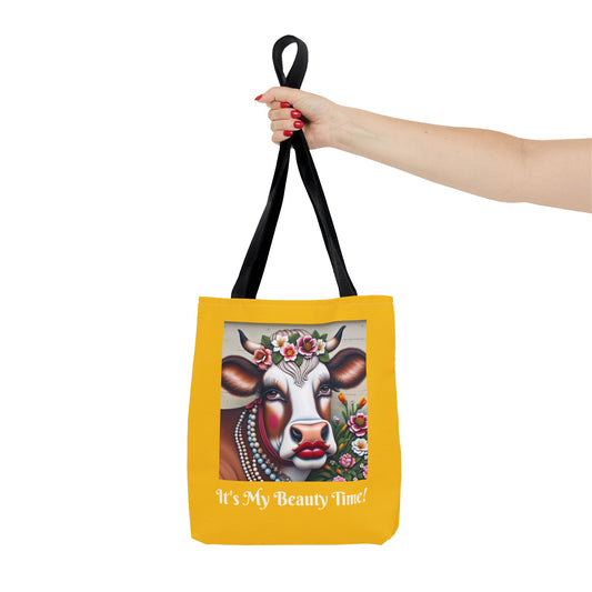 Captivating Cow Yellow Tote Bag - Cute Farm Animal Carryall, Funny Barnyard Purse, Chic Cow Handbag, Animal Print