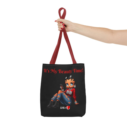 Betty Boop Chilling Black Tote Bag - Retro Cartoon Character Handbag, Reusable Shopping Bag, Shoulder Carryall, Fashion Purse