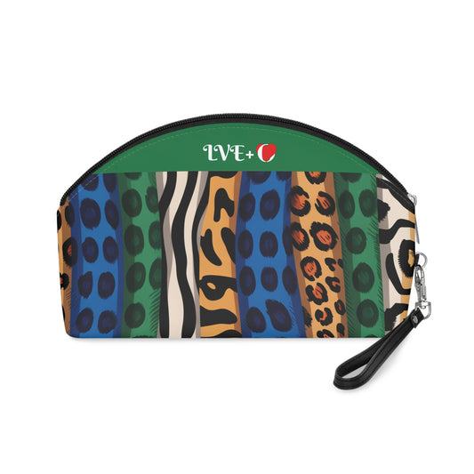 Exotic Colors Green Makeup Bag, Small Cosmetics Bag, Cheetah Zebra Leopard Case, Safari Animal Lover Gift, Toiletry Bag,