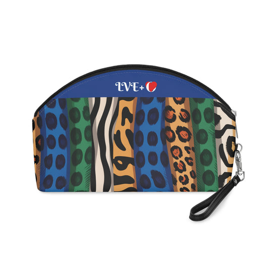 Exotic Colors Blue Makeup Bag - Small Cosmetics Bag, Cheetah Zebra Leopard Case, Safari Animal Lover Gift, Toiletry Bag,