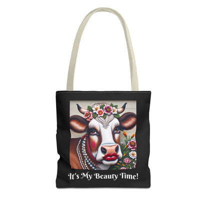 Captivating Cow Black Tote Bag - Cute Farm Animal Carryall, Funny Barnyard Purse, Chic Cow Handbag, Animal Print