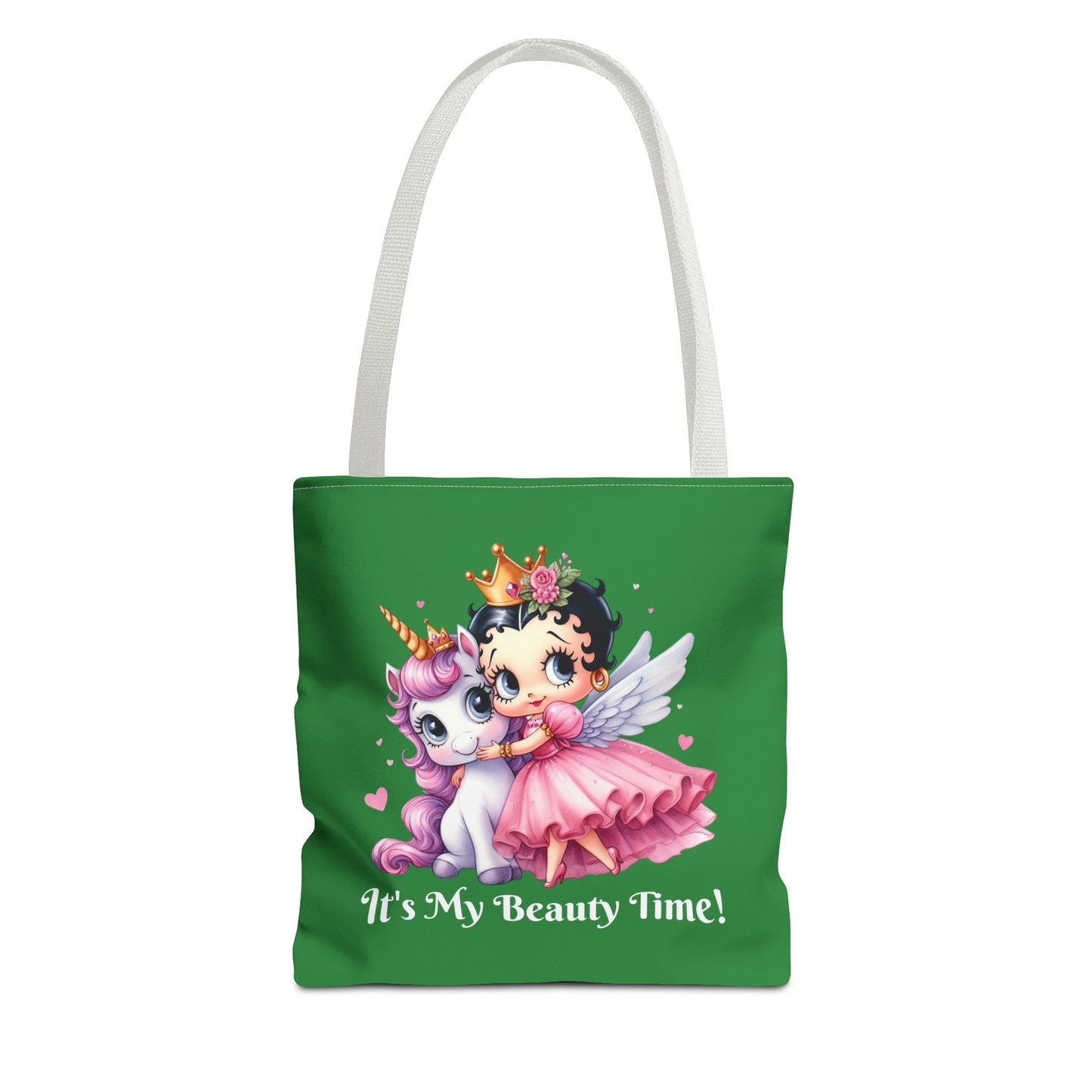 Unicorn Betty Boop Green Tote Bag - Gift for Tween Teenager, Chic Shoulder Purse, Cute Handbag, Trendy Shopping Tote, Retro Cartoon