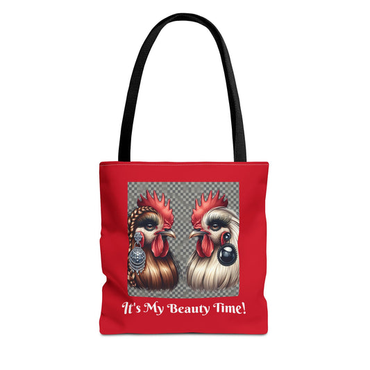 Chicks Chat Red Tote Bag - Farmhouse Style Chic Shopping Tote, Reusable Shoulder Bag, Cute Hen Lover Tote, Farmers Market