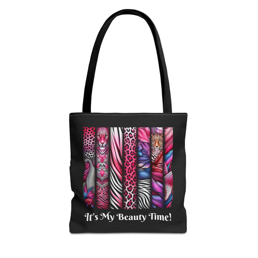 Tote Bag Botanical Animals Black - Stylish Carryall, Chic Shoulder Purse, Everyday Use Handbag, Animal Print
