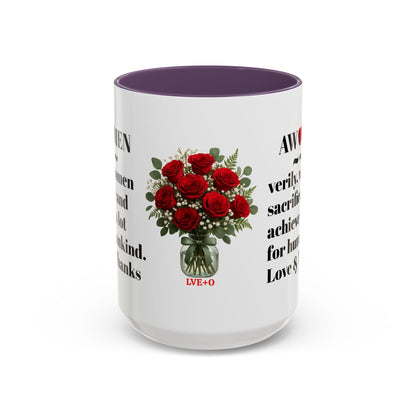 Coffee Mug, AWOMEN Accent Mug, Feminist Kitchen Decor, Empowering Tea Cup, Inspirational Quote, Gift for Women, Black and White Mug