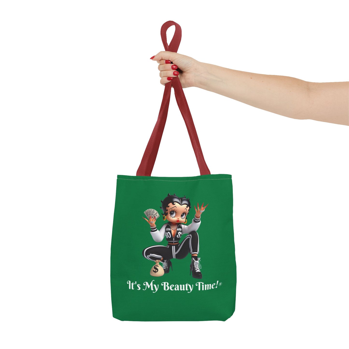 Money Babe Tote Bag — Cute Betty Boop Style Character Holding Cash & Money Bag, Everyday Shoulder Purse, Chic Carryall