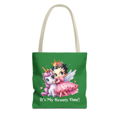 Unicorn Betty Boop Green Tote Bag - Gift for Tween Teenager, Chic Shoulder Purse, Cute Handbag, Trendy Shopping Tote, Retro Cartoon