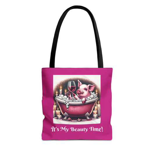 Pretty Pig Bath Pink Tote Bag - Cute Animal Lover Gift, Fun Shopping Bag, Funny Carryall, Quirky Shoulder Bag, Unique Grocery Tote