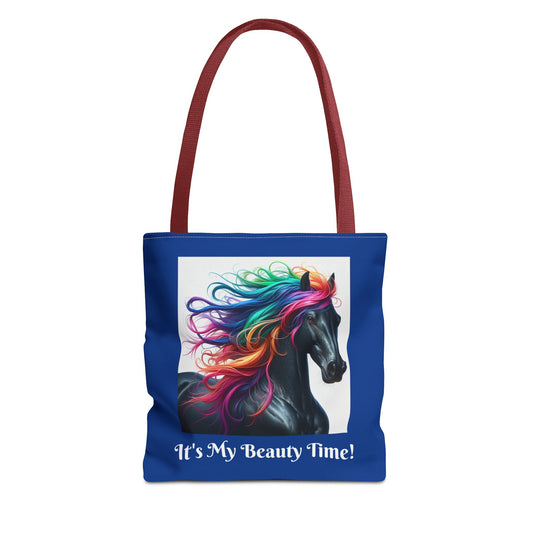 Tote Bag Blue Colorful Hair Horse - Vibrant Animal Print Shoulder Bag, Horse Lover Gift, Unique Artwork Grocery Tote, Market Tote,