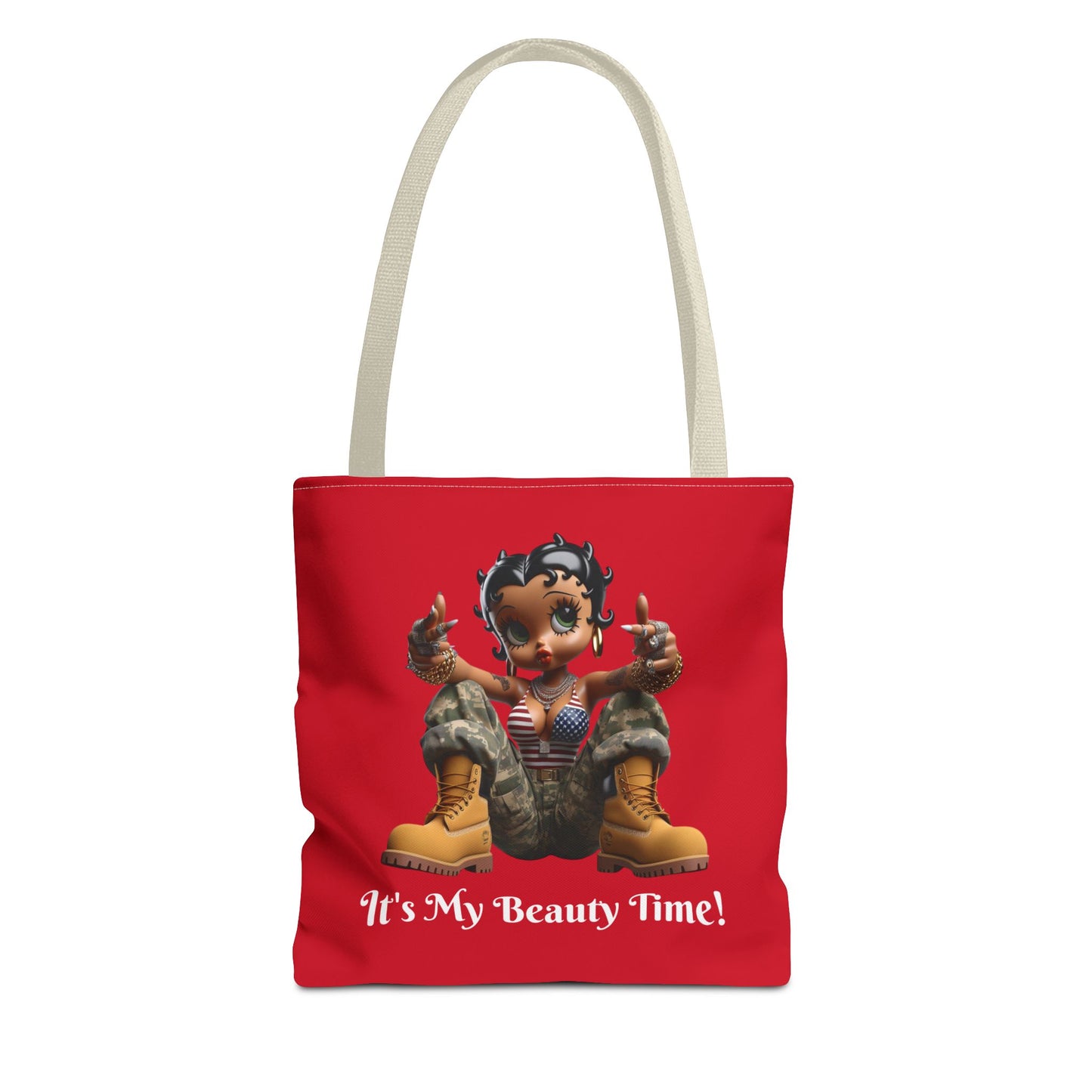 Patriotic Betty Boop Red Tote Bag - Military Appreciation - Unique Shoulder Bag for Shopping, Travel, Work - Stylish Canvas Tote, Fun Cartoon Design, Gift for
