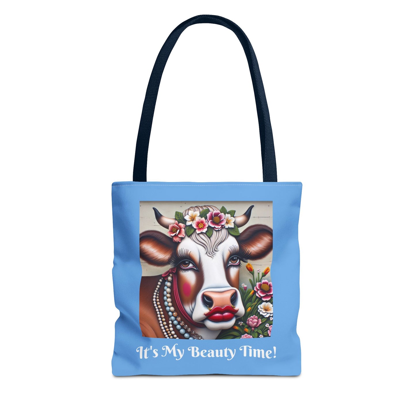 Captivating Cow Sky Blue Tote Bag - Cute Farm Animal Carryall, Funny Barnyard Purse, Chic Cow Handbag, Animal Print