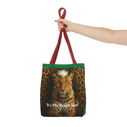 Leopard Portrait Green Tote Bag - Chic Shoulder Purse, Stylish Carryall, Gift for Her, Accessories Tote Bag
