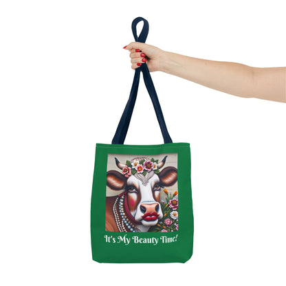 Captivating Cow Grass Green Tote Bag - Cute Farm Animal Carryall, Funny Barnyard Purse, Chic Cow Handbag, Animal Print