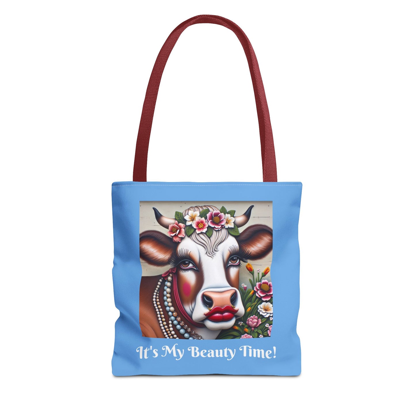 Captivating Cow Sky Blue Tote Bag - Cute Farm Animal Carryall, Funny Barnyard Purse, Chic Cow Handbag, Animal Print
