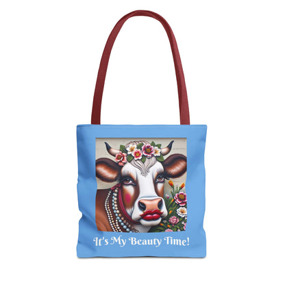 Captivating Cow Sky Blue Tote Bag - Cute Farm Animal Carryall, Funny Barnyard Purse, Chic Cow Handbag, Animal Print