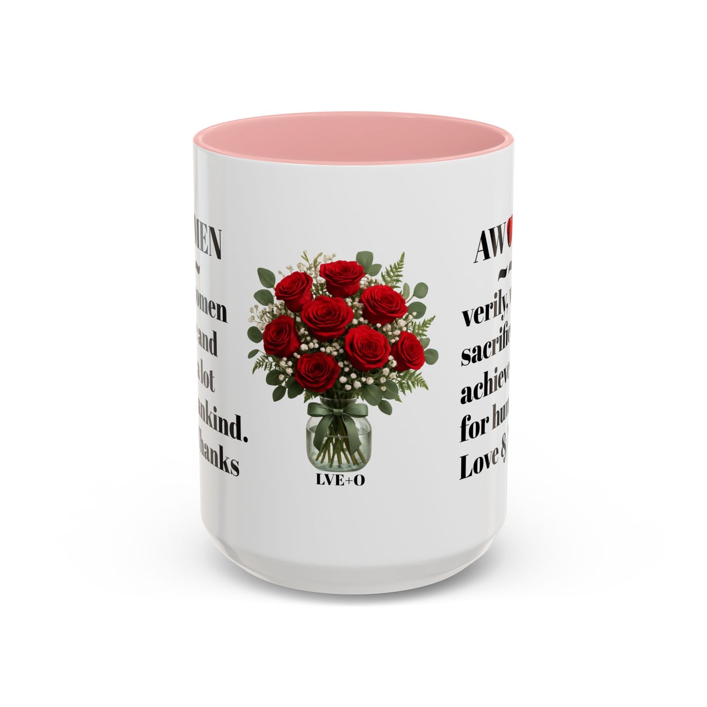 Coffee Mug, AWOMEN Accent Mug, Feminist Kitchen Decor, Empowering Tea Cup, Inspirational Quote, Gift for Women, Black and White Mug