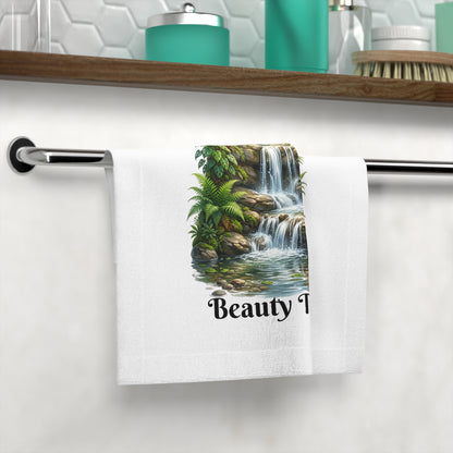 Tropical Print Face Towel - "It's My Beauty Time!" Decorative Bathroom Towel, Guest Towel, Gift for Her, Salon Spa Accessories