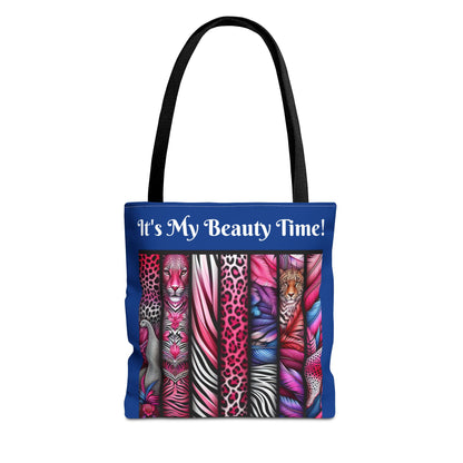 Botanical Animals Blue Tote Bag - Perfect for Shopping, Travel, or Everyday Use, Gift for Safari Animal Lovers, Its My Beauty Time Design