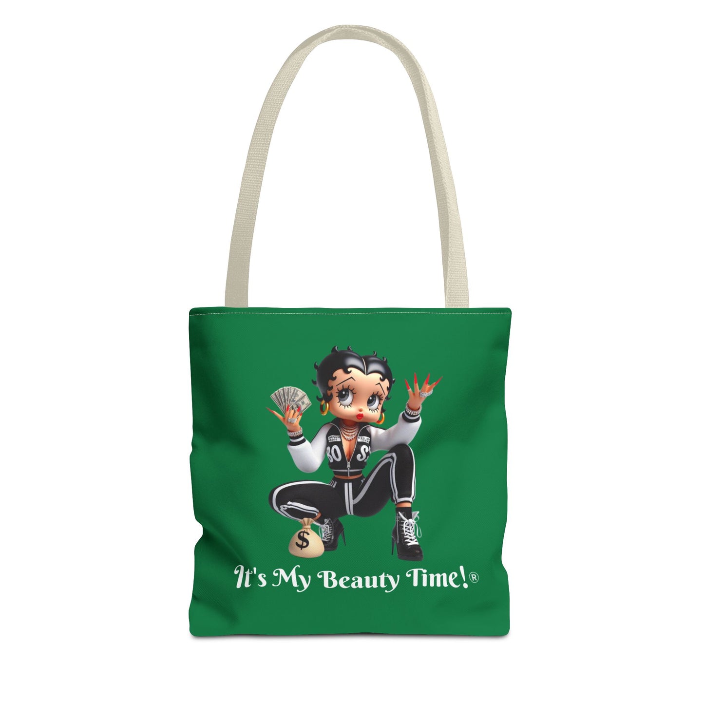 Money Babe Tote Bag — Cute Betty Boop Style Character Holding Cash & Money Bag, Everyday Shoulder Purse, Chic Carryall