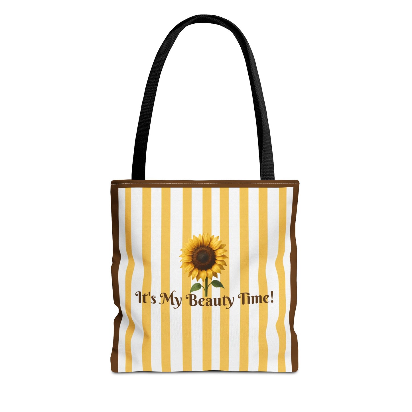 Tote Bag Sunflower Stripes – "It's My Beauty Time!" Carryall, Chic Shoulder Purse, Fun Vibrant Handbag