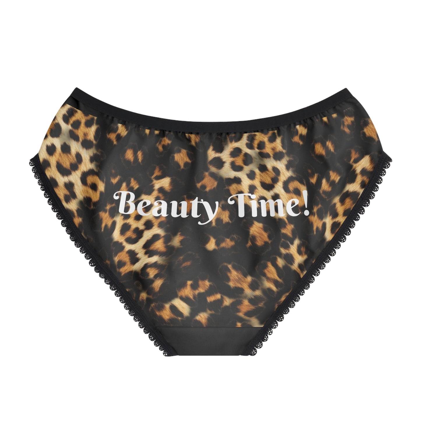 Women's Leopard Briefs — "It's My Beauty Time" Rose Print, Women's Underwear, Leopard Panties