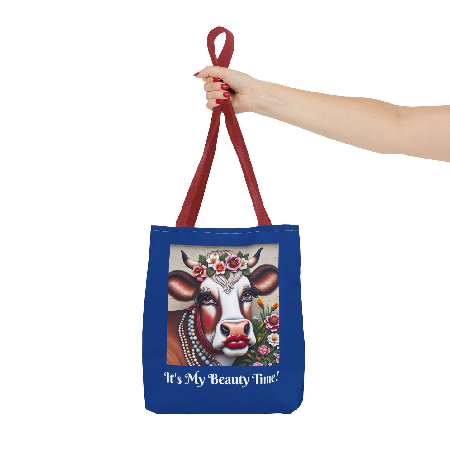 Captivating Cow Dark Blue Tote Bag - Cute Farm Animal Carryall, Funny Barnyard Purse, Chic Cow Handbag, Animal Print