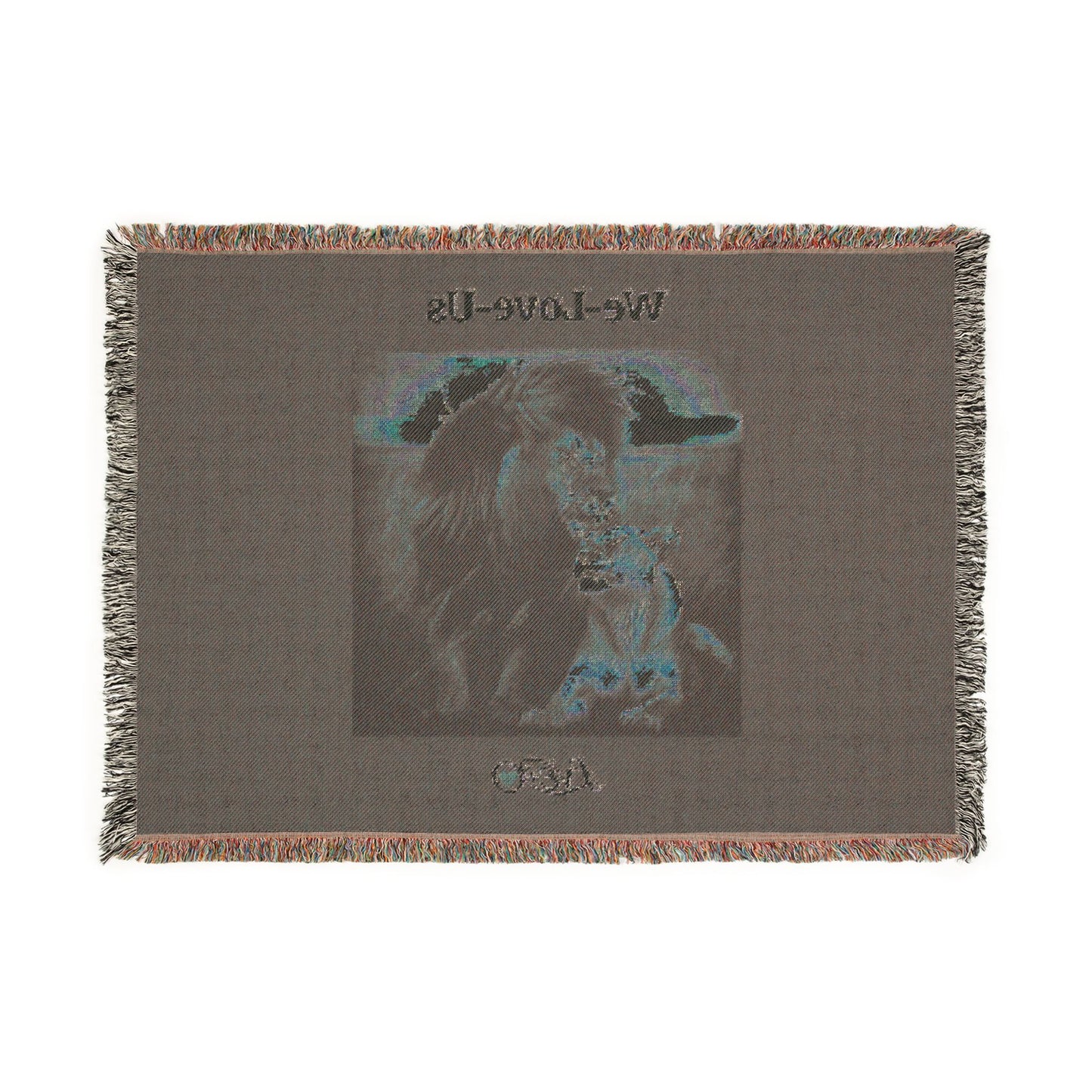 Woven Blanket Green “We-Love-Us”, Chair Throw Blanket, Couch Blanket, Bed Blanket, Cuddle Blanket, Majestic Loving Lions