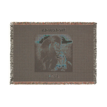 Woven Blanket Green “We-Love-Us”, Chair Throw Blanket, Couch Blanket, Bed Blanket, Cuddle Blanket, Majestic Loving Lions