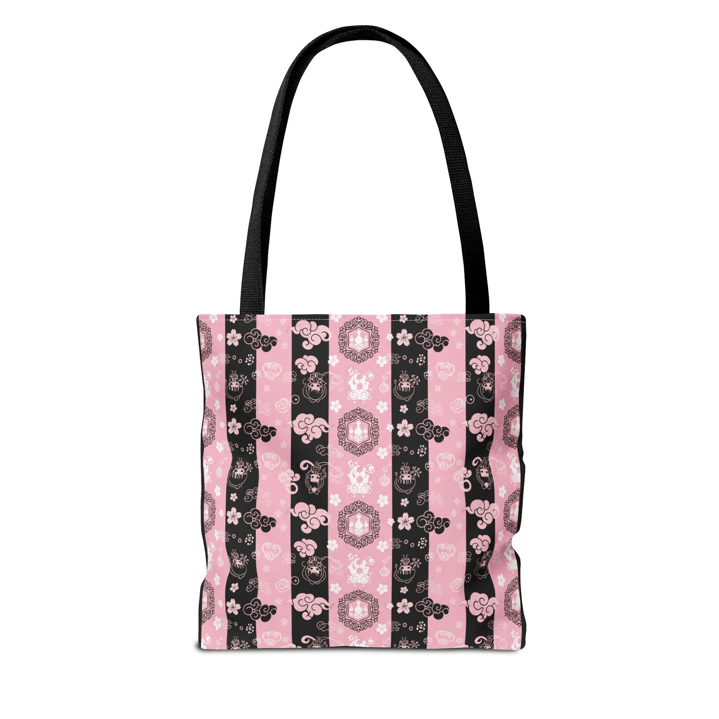 Tote Bag — "It's My Beauty Time!" Pink Striped Red Rose Carryall, Chic Shoulder Purse, Fun Vibrant Handbag