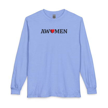 Awomen Heart Long Sleeve Tee — Feminist Pride Graphic Shirt, Women's Empowerment, Unisex T-shirt, Political Top