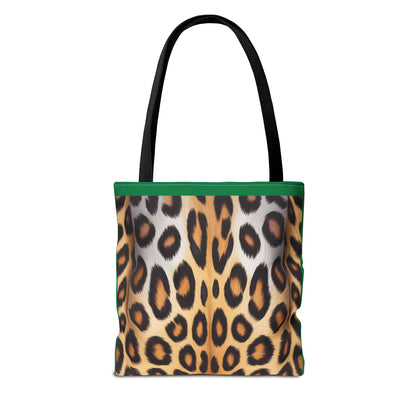Leopard Portrait Green Tote Bag - Chic Shoulder Purse, Stylish Carryall, Gift for Her, Accessories Tote Bag