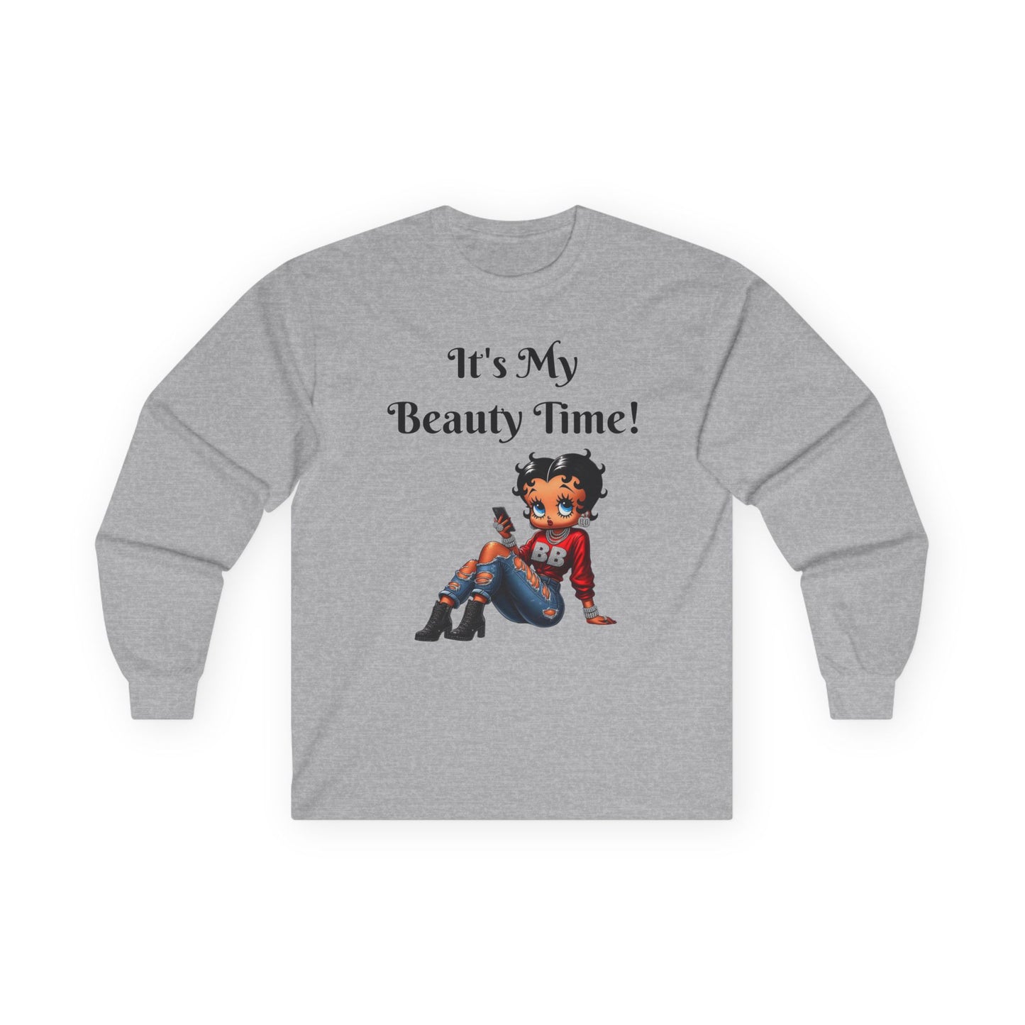 Betty Boop Beauty Long Sleeve Tee - Cotton Long Sleeve Shirt, Retro Cartoon Character Shirt, Vintage Tee, Graphic Tee