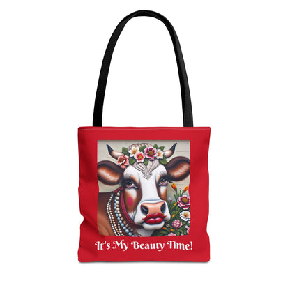 Captivating Cow Hide Red Tote Bag - Cute Farm Animal Carryall, Funny Barnyard Purse, Chic Cow Handbag, Animal Print