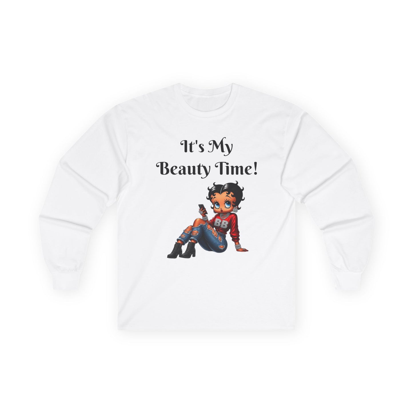 Betty Boop Beauty Long Sleeve Tee - Cotton Long Sleeve Shirt, Retro Cartoon Character Shirt, Vintage Tee, Graphic Tee
