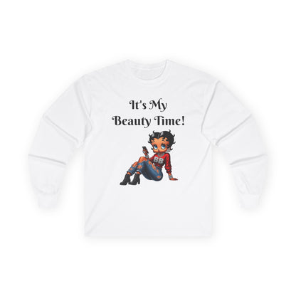 Betty Boop Beauty Long Sleeve Tee - Cotton Long Sleeve Shirt, Retro Cartoon Character Shirt, Vintage Tee, Graphic Tee