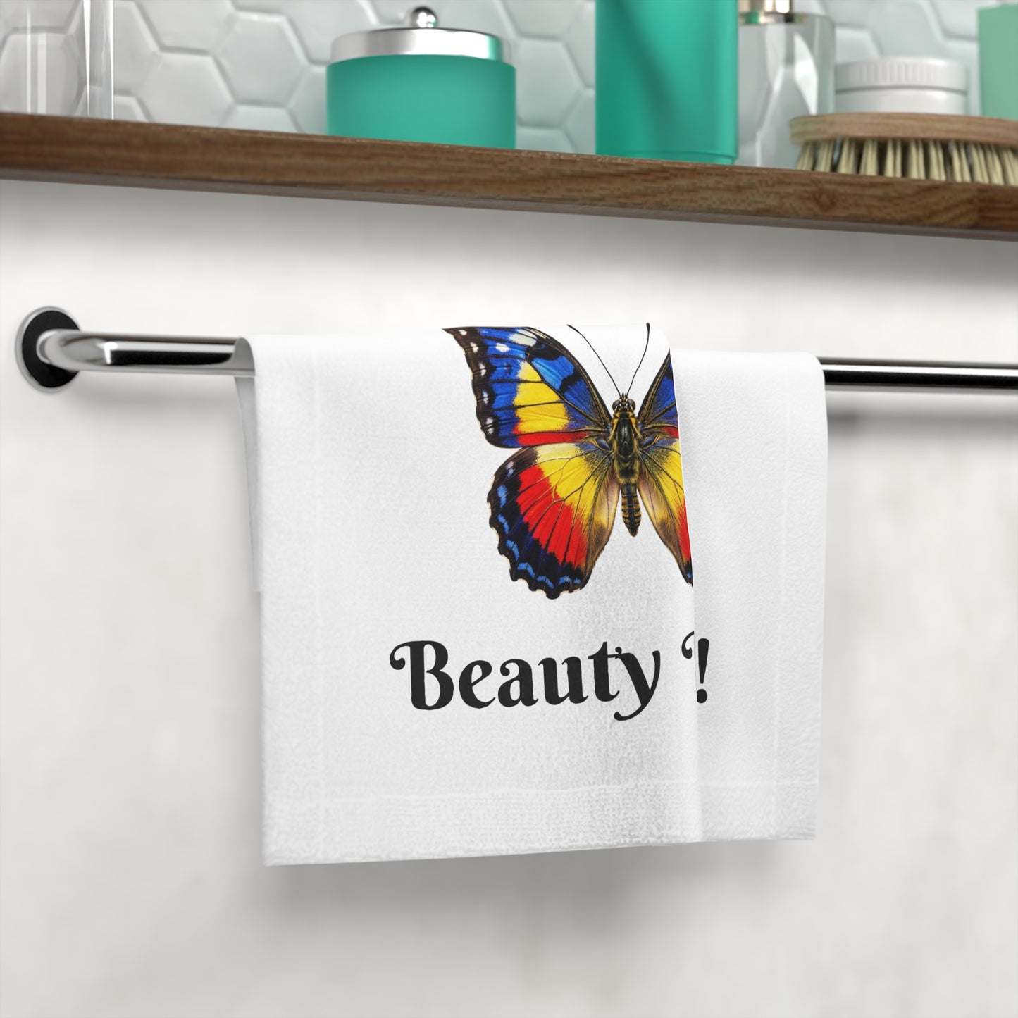 Butterfly Face Towel — Bright Red, Yellow & Blue Wings