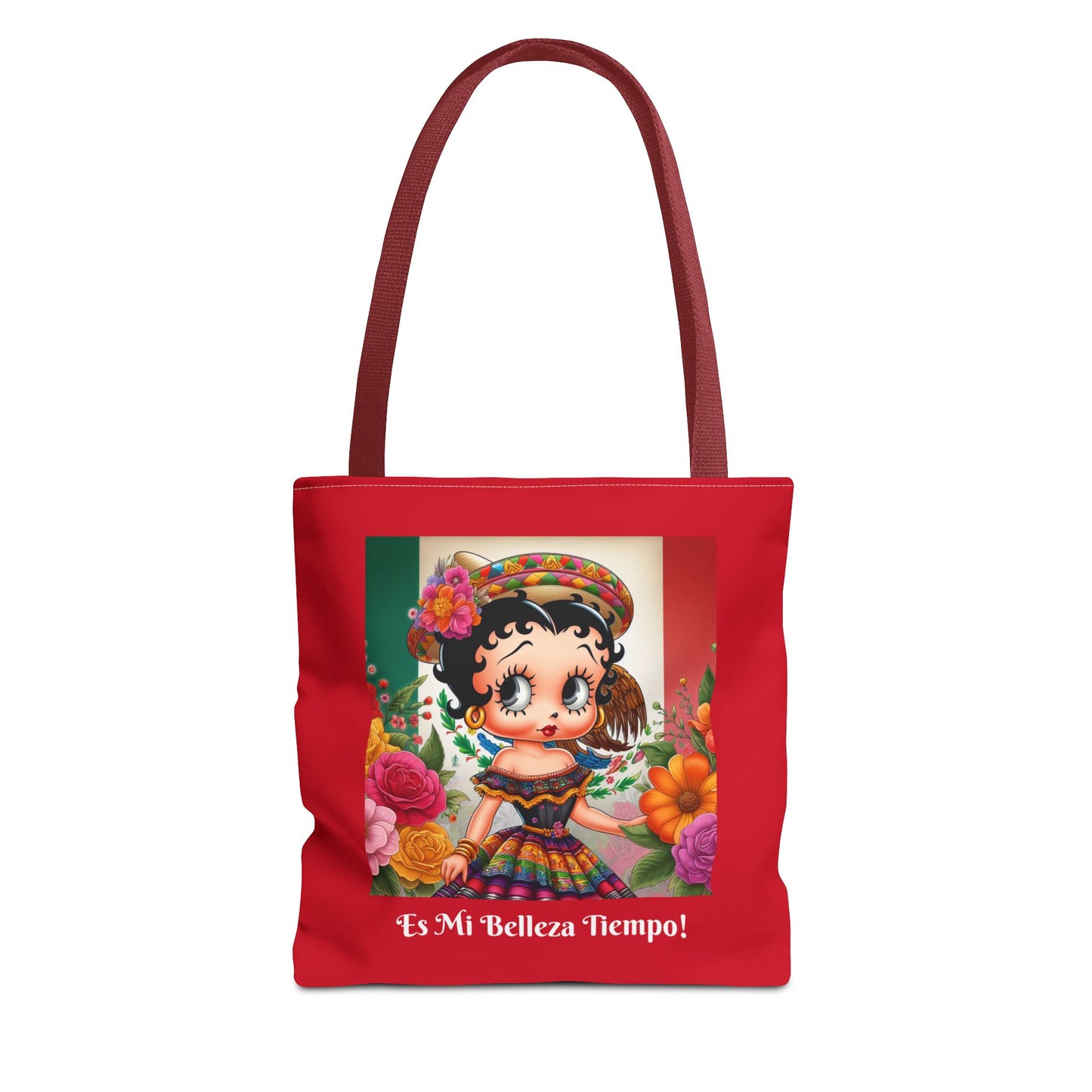 Fiesta Betty Boop Red Graphic Tote Bag - "Es Mi Belleza Tiempo" Chic Carryall, Shoulder Purse, Casual Tote Bag
