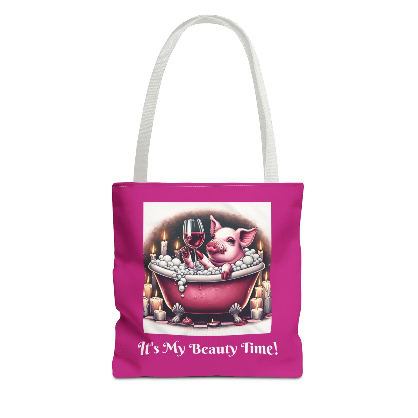 Pretty Pig Bath Pink Tote Bag - Cute Animal Lover Gift, Fun Shopping Bag, Funny Carryall, Quirky Shoulder Bag, Unique Grocery Tote