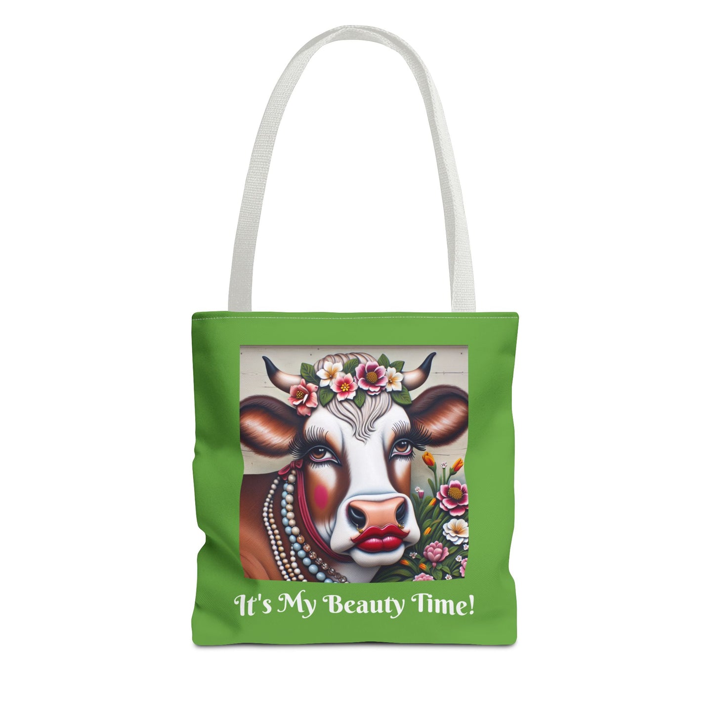 Captivating Cow Lime Green Tote Bag - Cute Farm Animal Carryall, Funny Barnyard Purse, Chic Cow Handbag, Animal Print