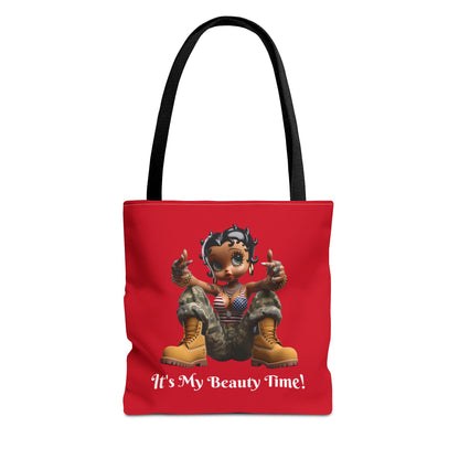 Patriotic Betty Boop Red Tote Bag - Military Appreciation - Unique Shoulder Bag for Shopping, Travel, Work - Stylish Canvas Tote, Fun Cartoon Design, Gift for
