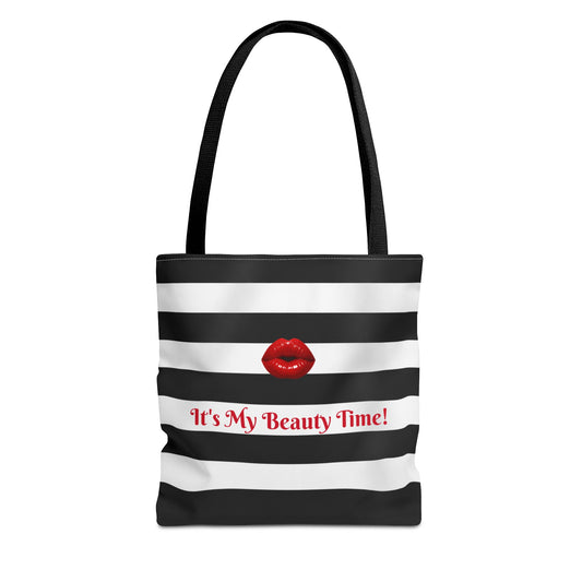 Tote Bag Black and White Striped - Stylish Carryall, Chic Shoulder Purse, Essentials Handbag