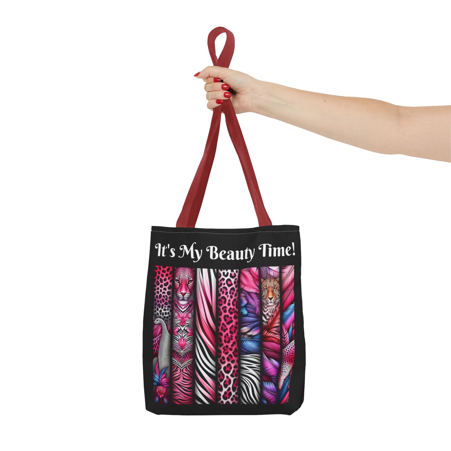Botanical Animals Black Tote Bag - Perfect for Shopping, Travel, or Everyday Use, Gift for Safari Animal Lovers, Its My Beauty Time Design