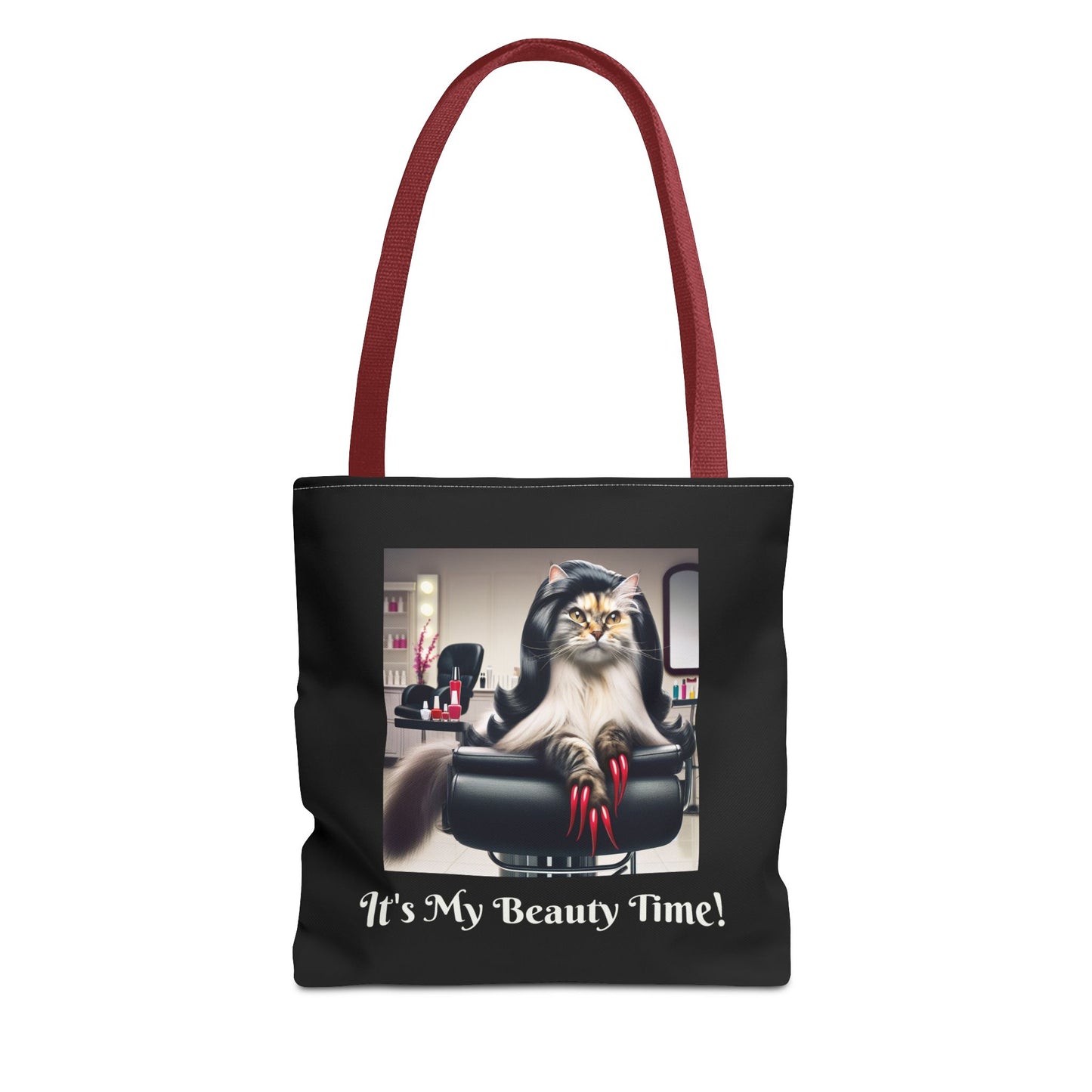 Confident Cat Black Tote Bag - Salon Spa Tote Bag, Feline Theme Carryall, Animal Print Shopping Bag, Purse for Cat Lovers