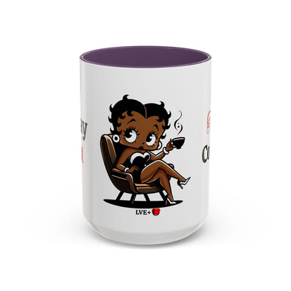 Betty Boop Accent Coffee Mug 15oz, Ceramic Tea Cup, Spiritual Mug, Unique Drinkware, Kitchen Decor, Gift for Him, Gift for Her