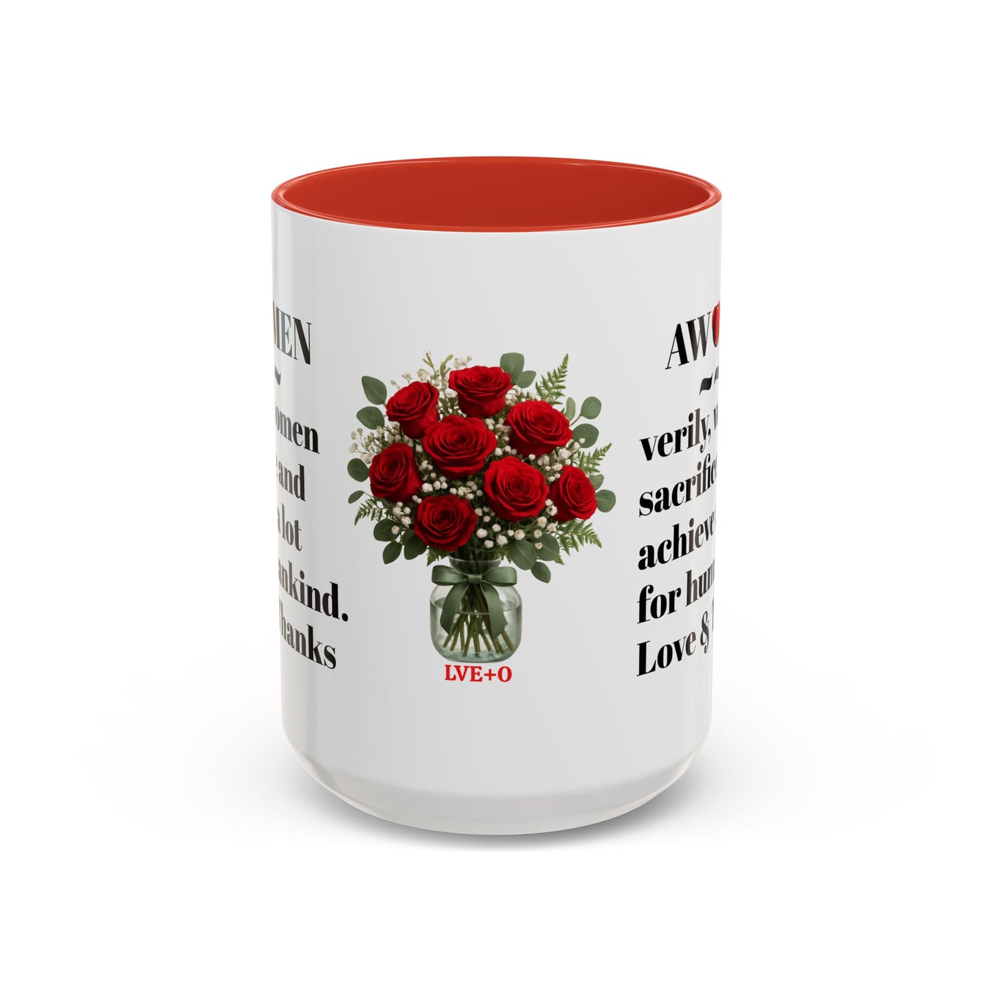 Coffee Mug, AWOMEN Accent Mug, Feminist Kitchen Decor, Empowering Tea Cup, Inspirational Quote, Gift for Women, Black and White Mug