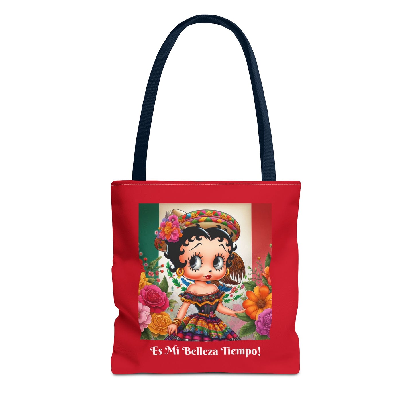 Fiesta Betty Boop Red Graphic Tote Bag - "Es Mi Belleza Tiempo" Chic Carryall, Shoulder Purse, Casual Tote Bag