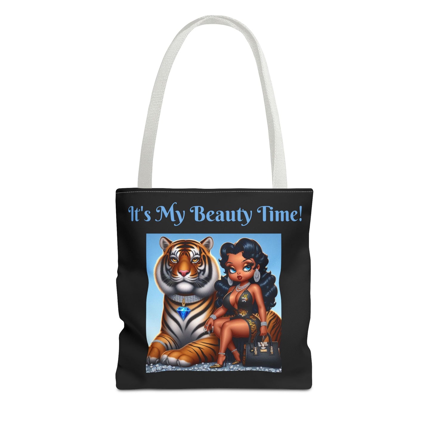 Betty Boop and Tiger Tote Bag - Stylish Shopping Bag, Fashionable Carryall, Cute Shoulder Tote, Unique Handbag, Trendy Reusable Grocery